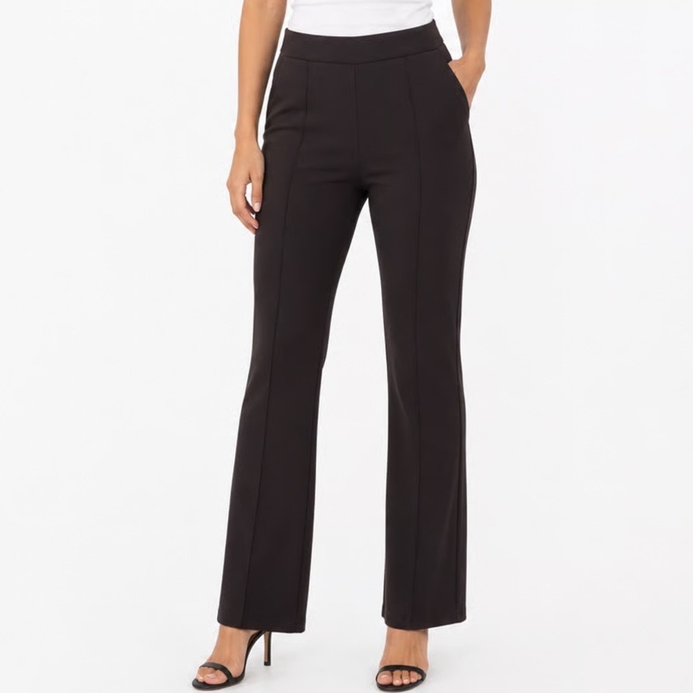 FB Sister Black Pintuck Seam Flare Leg Pull On Trousers Size Large L